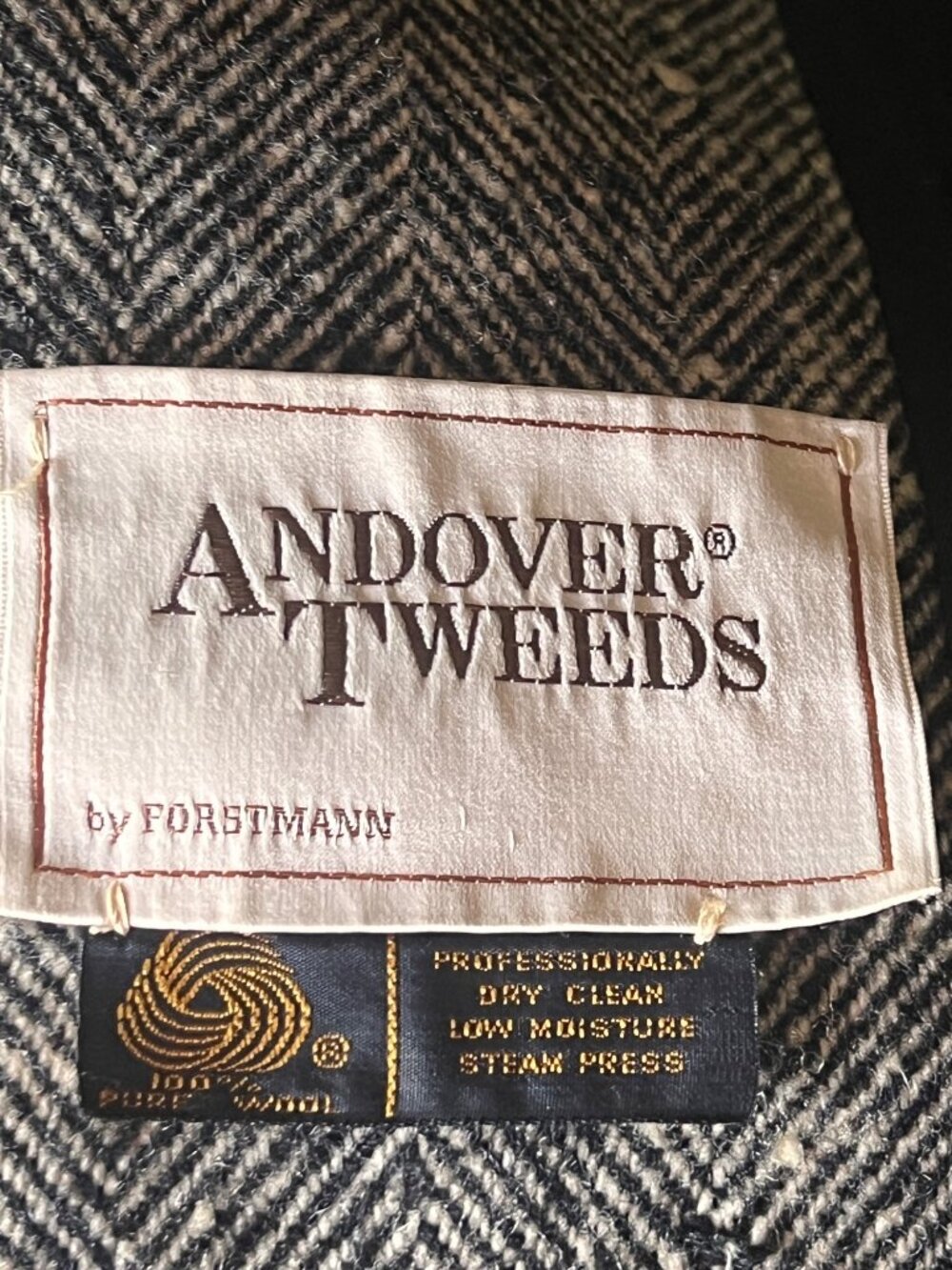 Forstmann Andover Tweeds Womens Long Wool Coat Size 16 White & Black Herringbone - Picture 7 of 8